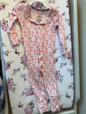 Magnetic Me Pink Floral & Feather Footed One-Piece